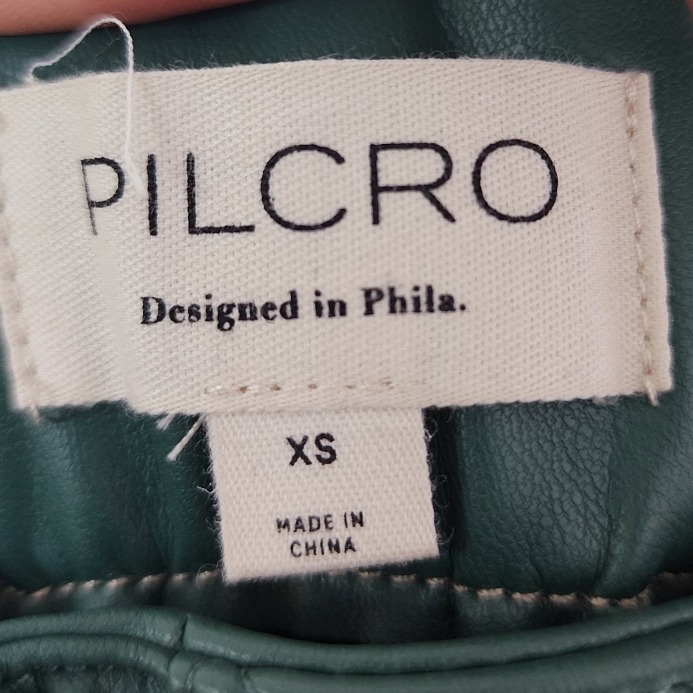 Pilcro Anthropologie Faux Leather Soft Parachute Pants Dark Green Joggers XS - Picture 8 of 8